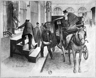 Eine Kroneinlage am Kassenschalter, graviert von Chaivire (19. Jahrhundert) 1897